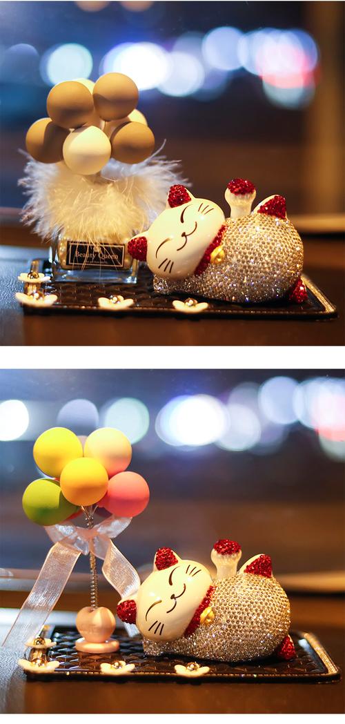 猫网红汽车内装饰品摆件车载个性车上用品大全创意女神款 香槟色耳朵